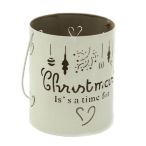 Set 2 Portacandele Metallo Crema Tortora 10x12 cm Christmas