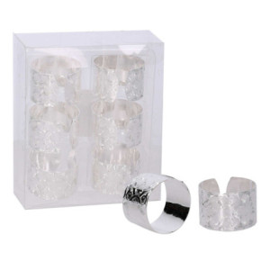 Set 4 Portatovaglioli Metallo Argento 6 pezzi Tavola Elegante