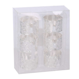 Zoom Set di 4 Portatovaglioli metallo confezione 6 pzargento