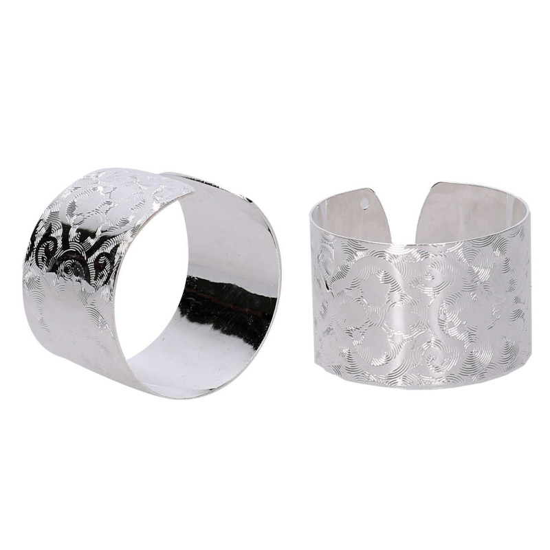 Set 4 Portatovaglioli Metallo Argento 6 pezzi Tavola Elegante