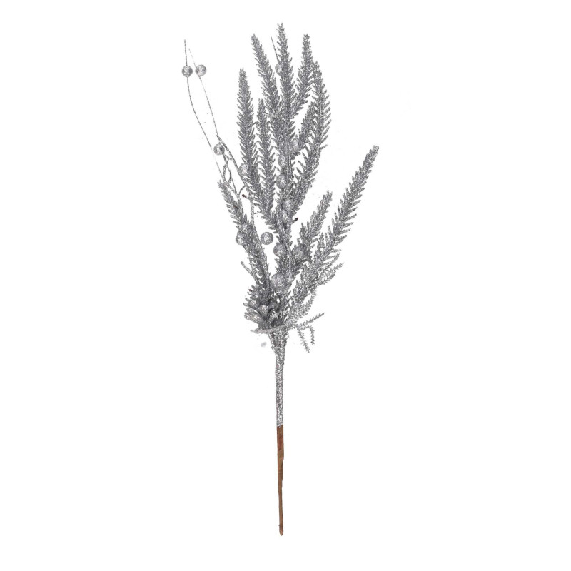 Set di 12 Rami Plastica Pigna Argento h43 cm Decorazione
