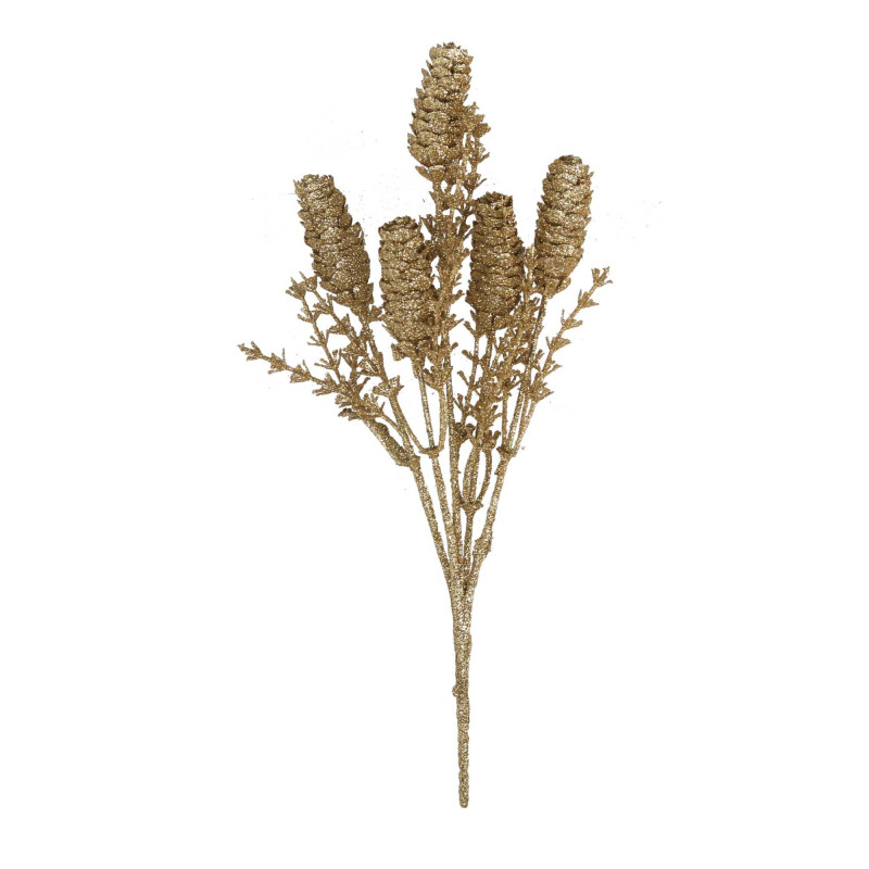 Set di 8 Rami Plastica Pigne Oro h32 cm Decorazione Natale