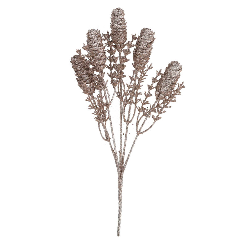 Set di 8 Rami Plastica Pigne Champagne h32 cm Decorazione