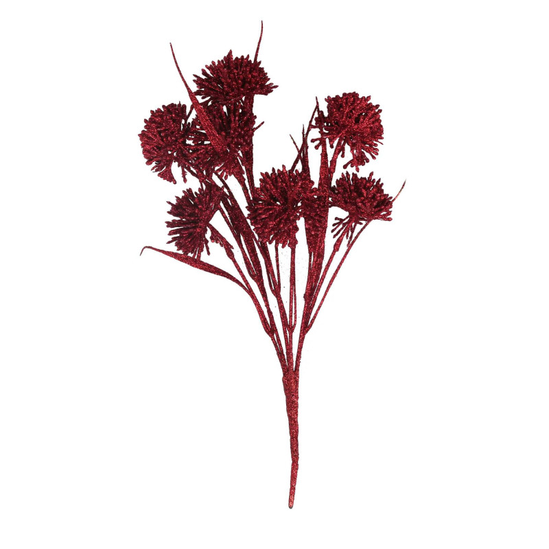 Set di 4 Rami Plastica Fiore di Cardo Rosso h33 cm Decorazione