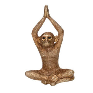 Set di 2 Statue Resina Scimmia Seduta Oro 18 cm Decorazione