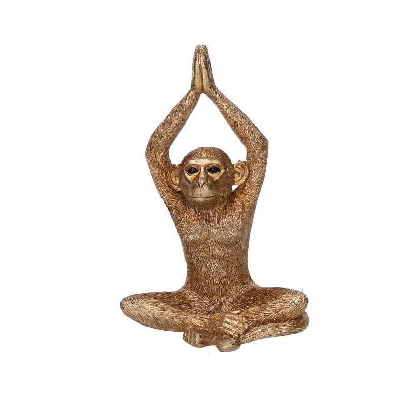 Set di 2 Statue Resina Scimmia Seduta Oro 18 cm Decorazione