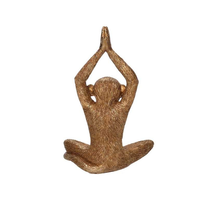 Set di 2 Statue Resina Scimmia Seduta Oro 18 cm Decorazione