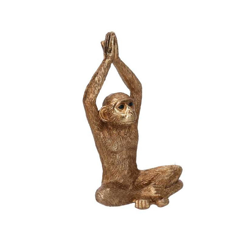 Set di 2 Statue Resina Scimmia Seduta Oro 18 cm Decorazione