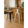 Sgabello ferro New Bristol bianco seduta legno 42x42x77-94 cm