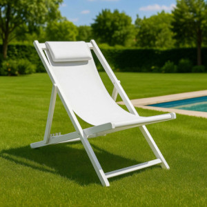 Zoom Sdraio alluminio e textilene Sullivan bianco cm 96x58,5h96