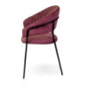 Poltrona velluto Chloe rosa antico struttura nera 59x51x83,5 cm