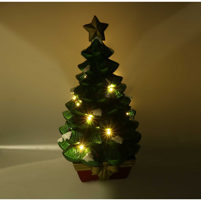 Albero resina innevato verde con LED 36x36x67 cm - Decorazione Natale