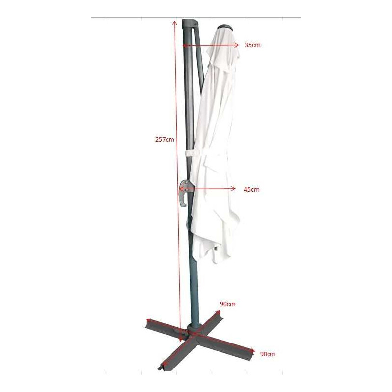 Ombrellone alluminio New Michigan 2x3 m bianco palo laterale