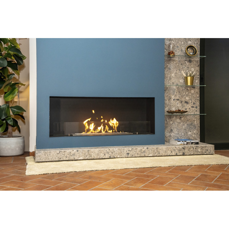 Biocamino da incasso 150cm fondale liscio moderno a bioetanolo