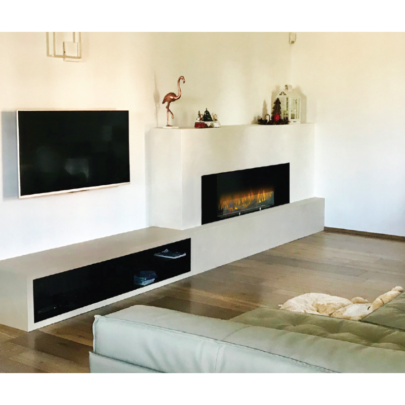 Biocamino da incasso 150cm fondale liscio moderno a bioetanolo