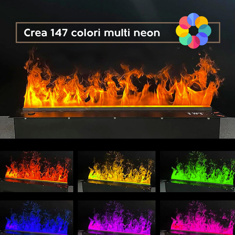 Camino elettrico a vapore 3D da incasso 75cm Pro Line