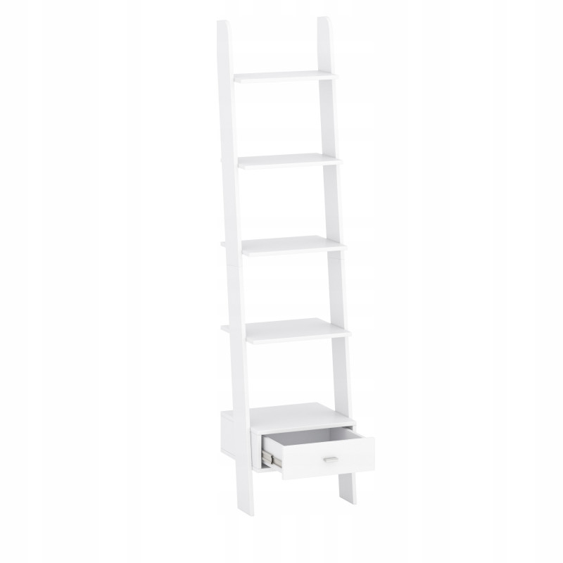 Scaffale a scala bianco 188x45x37 cm con cassetto moderno