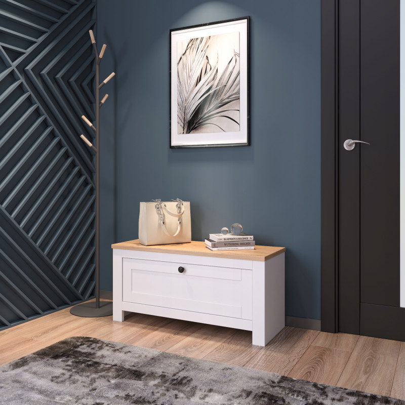 Scarpiera Bianco Rovere Dorato con ante a battente moderna