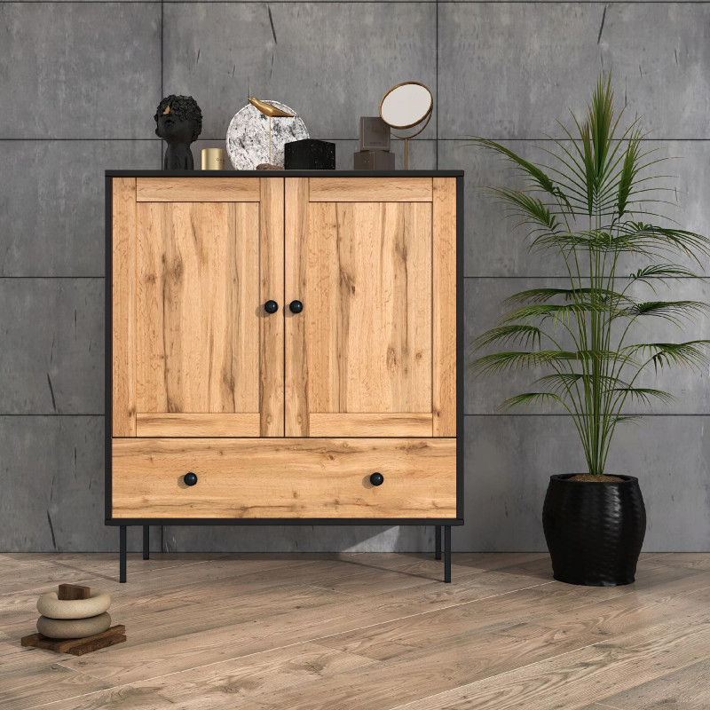 Cassettiera stile loft rovere Wotan soggiorno moderna e capiente