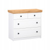 Cassettiera bianca scandinava 4 cassetti maniglie metallo moderna