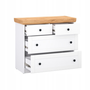 Zoom Cassettiera Bianca Scandinava, 4 Cassetti, Maniglie In Metallo
