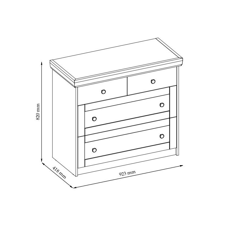 Cassettiera bianca scandinava 4 cassetti maniglie metallo moderna