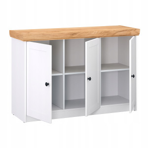 Zoom Cassettiera Bianca In Un Soggiorno In Stile Scandinavo Con 3 Ante