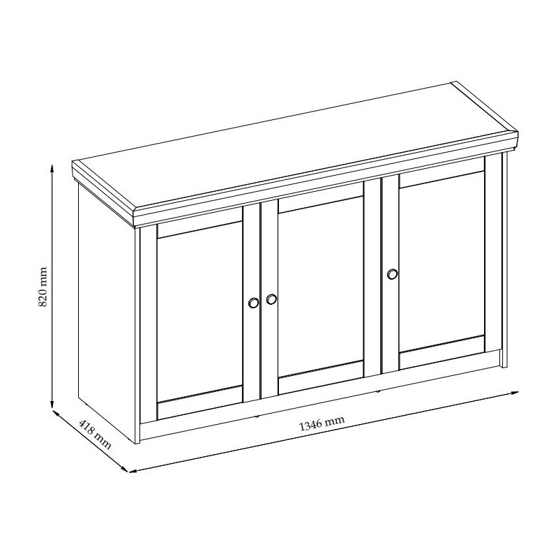 Cassettiera bianca 3 ante stile scandinavo per soggiorno moderna