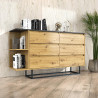 Cassettiera a 6 Cassetti Loft Nera con Gambe Artigianali