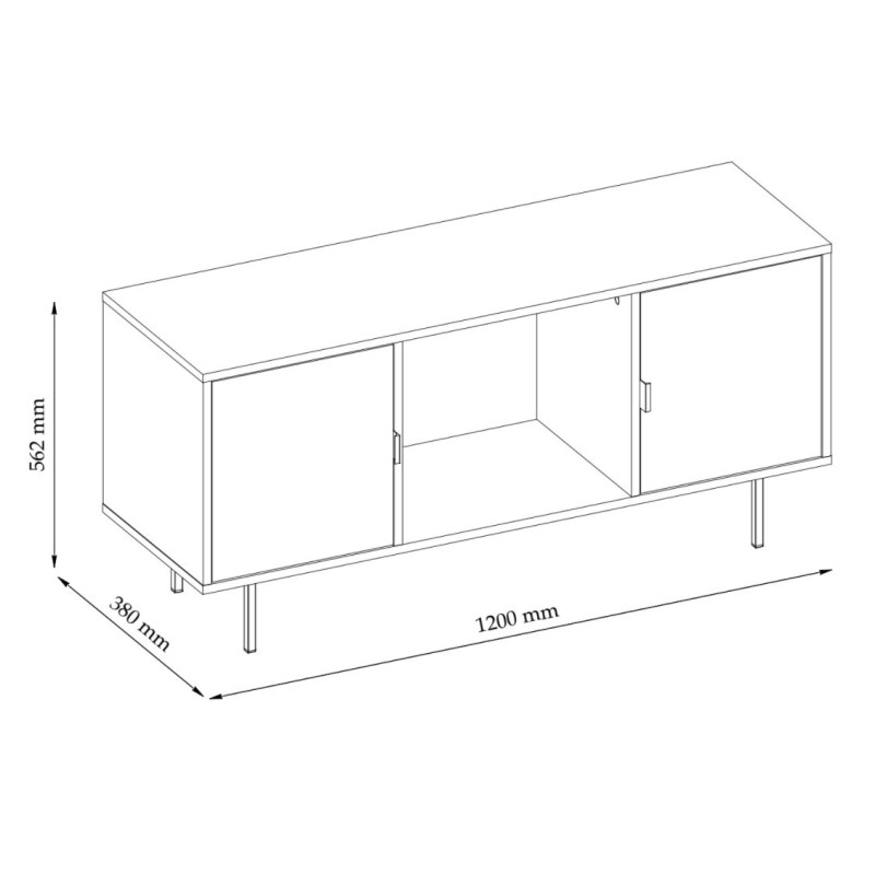 Mobile TV 2 Ante Ripiano 125 cm Wotan Gambe Metallo Moderno