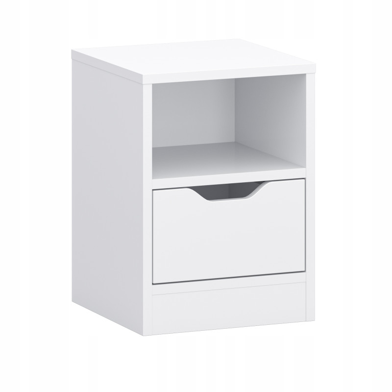Comodino bianco con cassetto contenitore 31x43 cm moderno