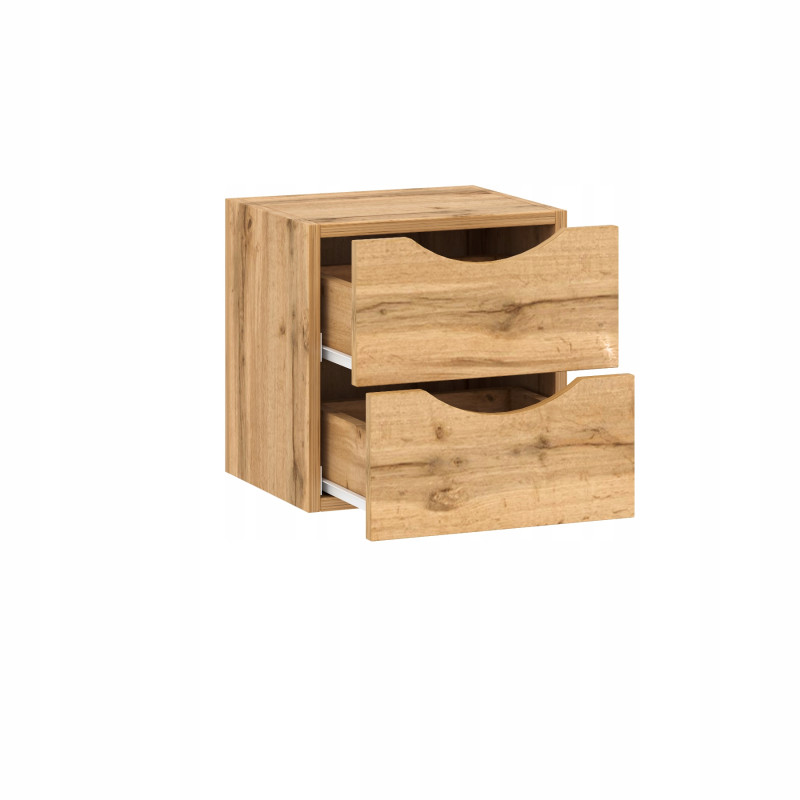 Comodino 2 cassetti rovere Wotan inserto per ripiano moderno