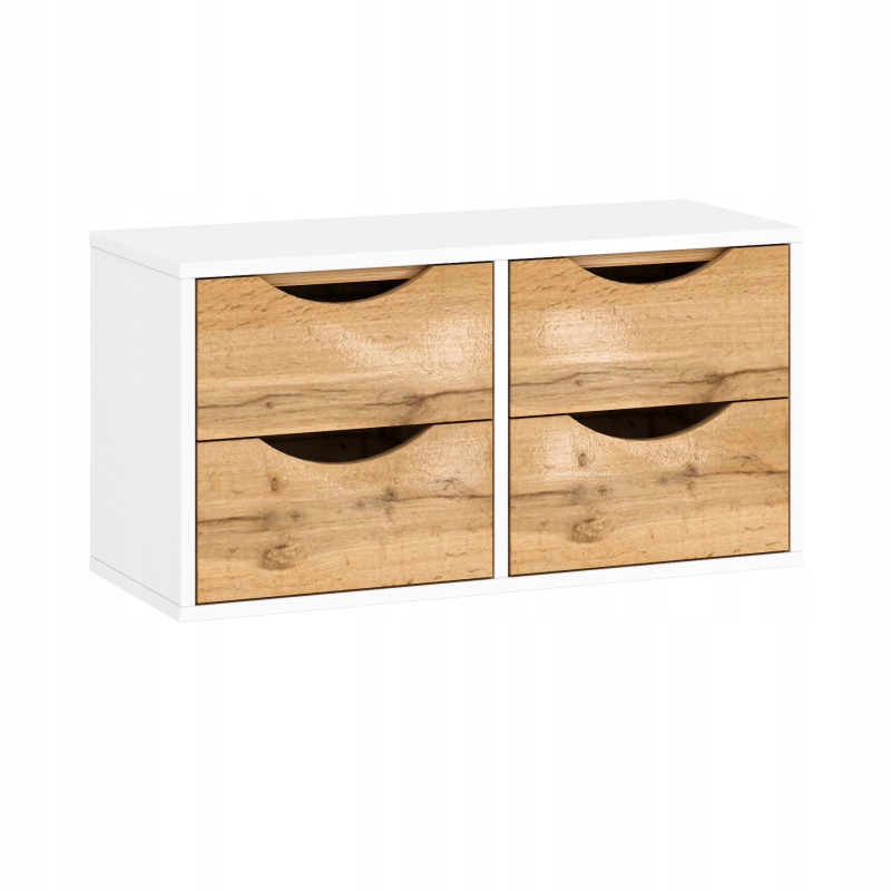 Comodino 2 cassetti rovere Wotan inserto per ripiano moderno