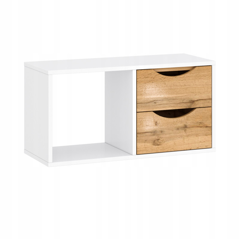 Comodino 2 cassetti rovere Wotan inserto per ripiano moderno
