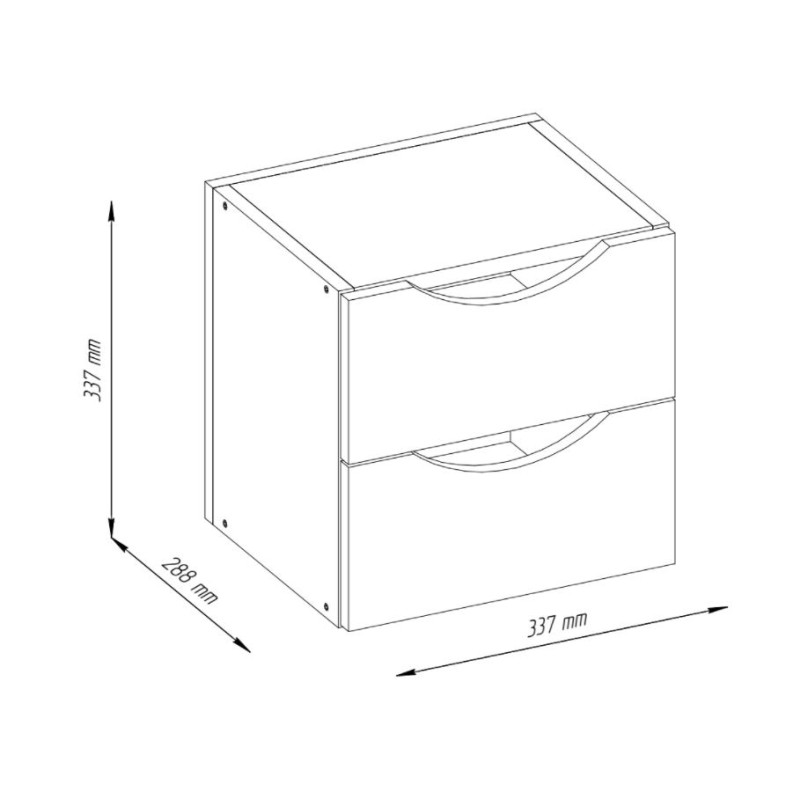 Comodino 2 cassetti rovere Wotan inserto per ripiano moderno