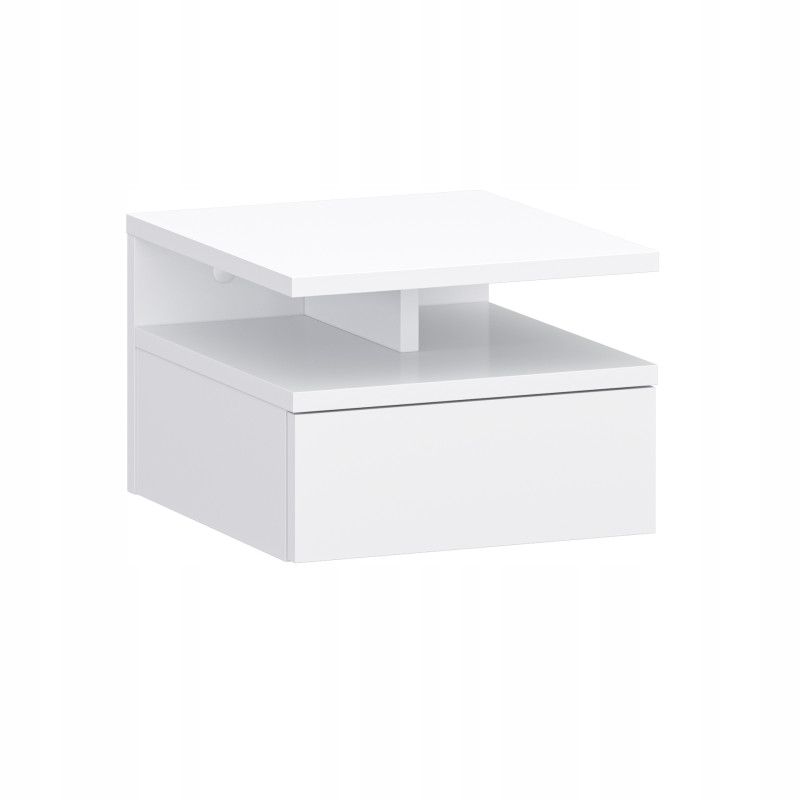 Comodino Bianco da Parete con Cassetto 32x35x23 cm Moderno