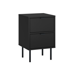 Comodino piccolo 2 pezzi nero con gambe in metallo moderno