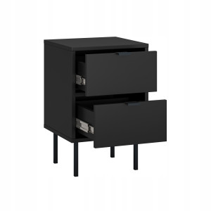 Zoom Comodino Piccolo, 2 Pezzi, Nero, Gambe In Metallo