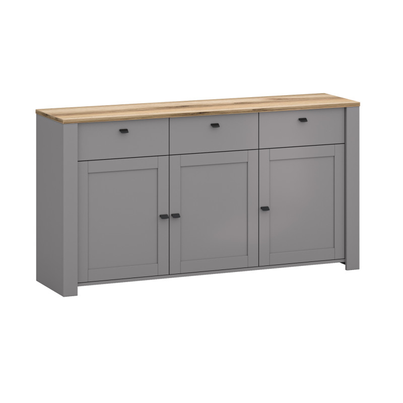 Cassettiera Latour E 3D 165 cm grigio/rovere Delano chiaro