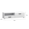 Mobile TV bianco lucido 130 cm 1 anta 1 cassetto moderno