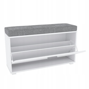 Zoom Scarpiera A 1 Anta, Bianca, Cuscino Grigio