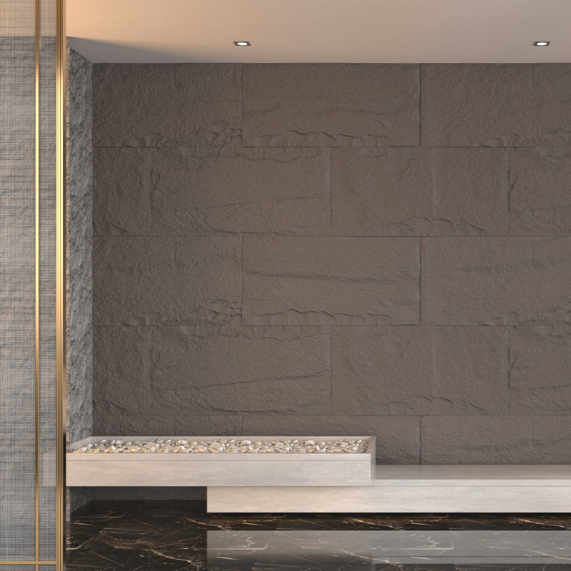 Pannello decorativo effetto roccia pietra 3D grigio vulcano