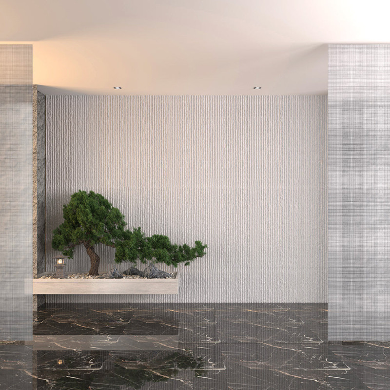 Pannello decorativo effetto pietra graffiata 3D bianco alabastro