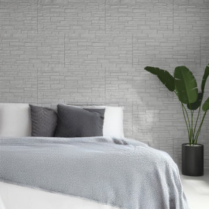 Zoom Pannello decorativo effetto pietra mattoni 3D set 12 pz 8,6 mt2 rivestimento murale in PU 120 x 60 x 2,5 Quarzite Bianco