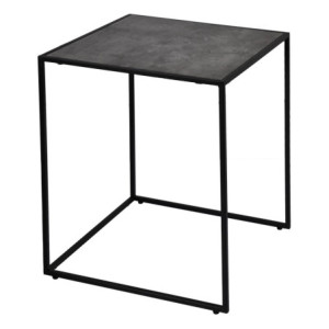 Tavolino Marika In Metallo+mdf+pvc 40x40x48 Cm Nero+cemento