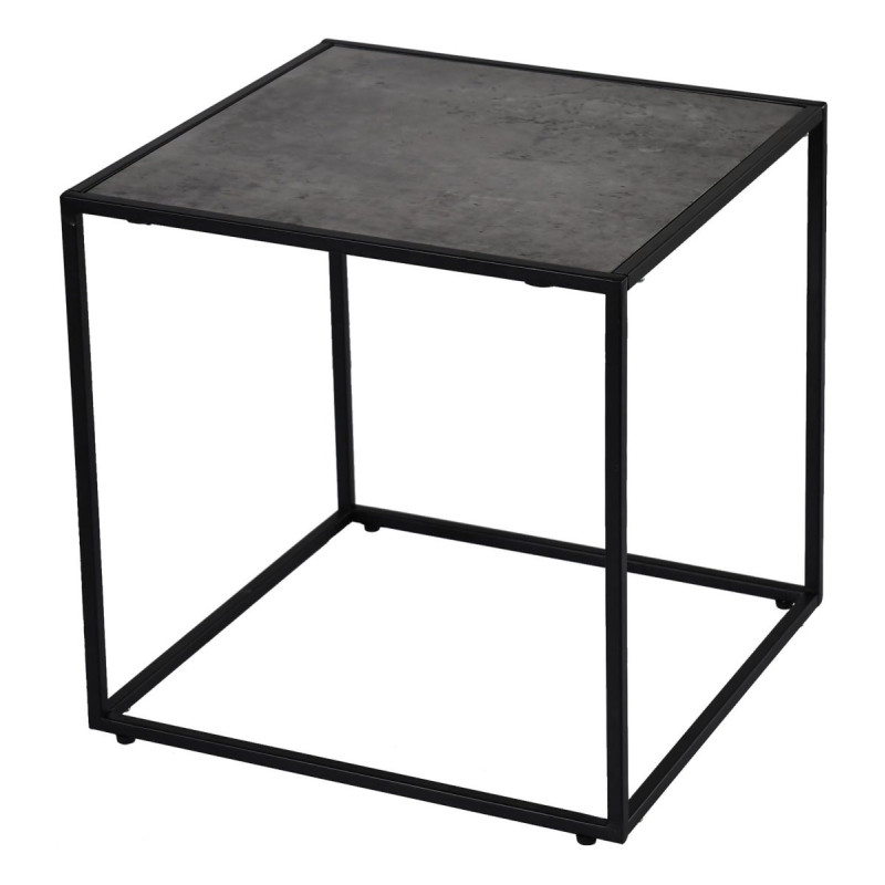 Tavolino Marika In Metallo+mdf+pvc 36x36x36 Cm Nero+cemento