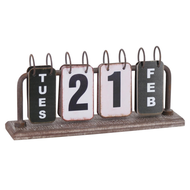 Calendario Industrial bianco nero 32x8x15 - stile vintage moderno