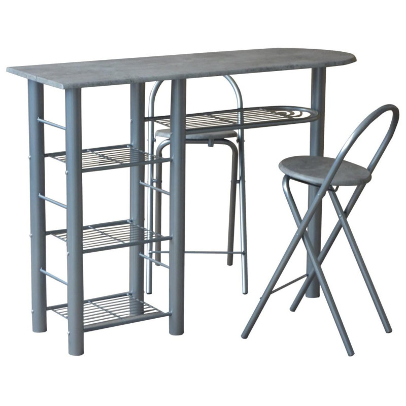 Banco cucina e 2 sgabelli Perth silver cemento - set moderno