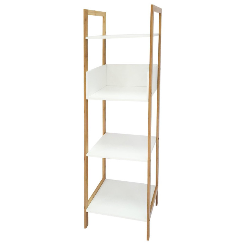 Scaffale 4 ripiani Ellie bamboo naturale bianco 43x30x123