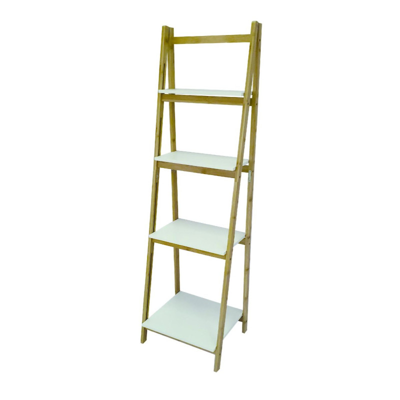 Scaffale 4 ripiani Lila bamboo bianco naturale 41,5x34x140